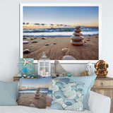 Stones Balance on Sandy Beach