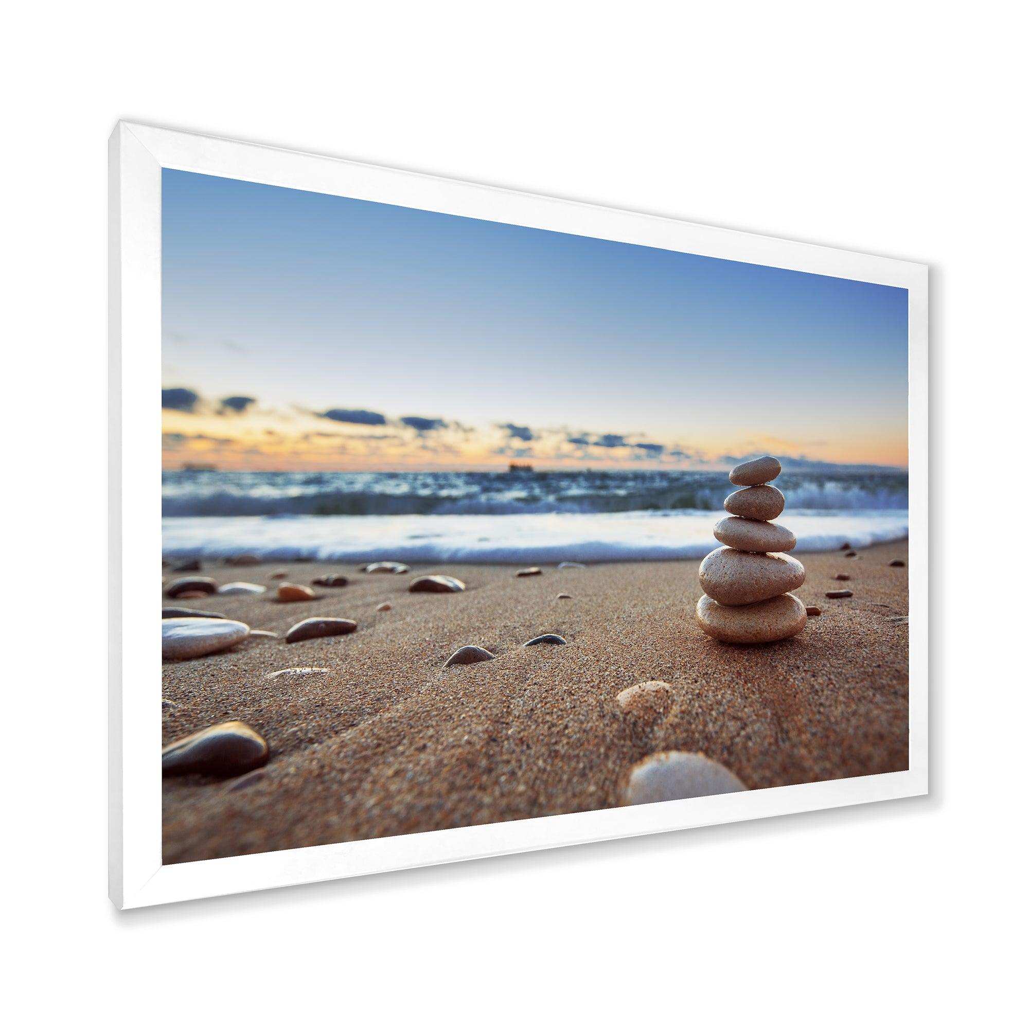 Stones Balance on Sandy Beach