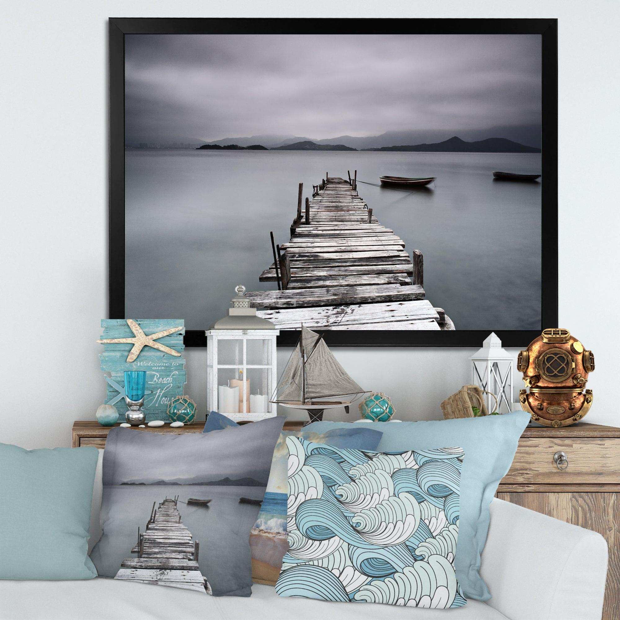 Pier and Boats at Seashore