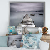 Pier and Boats at Seashore