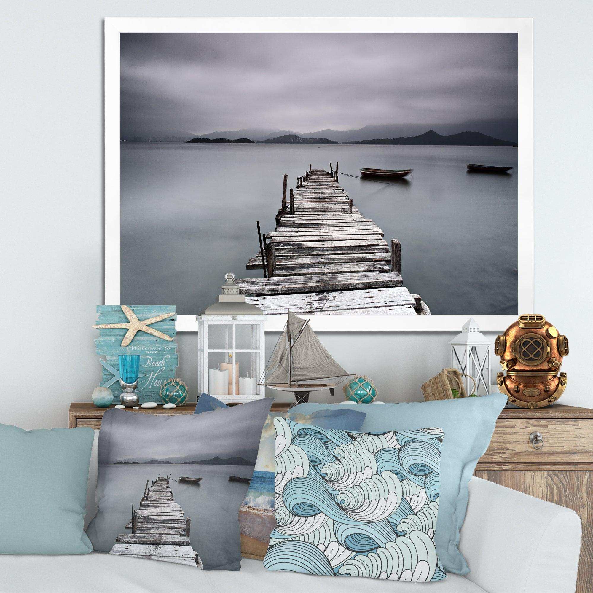 Pier and Boats at Seashore