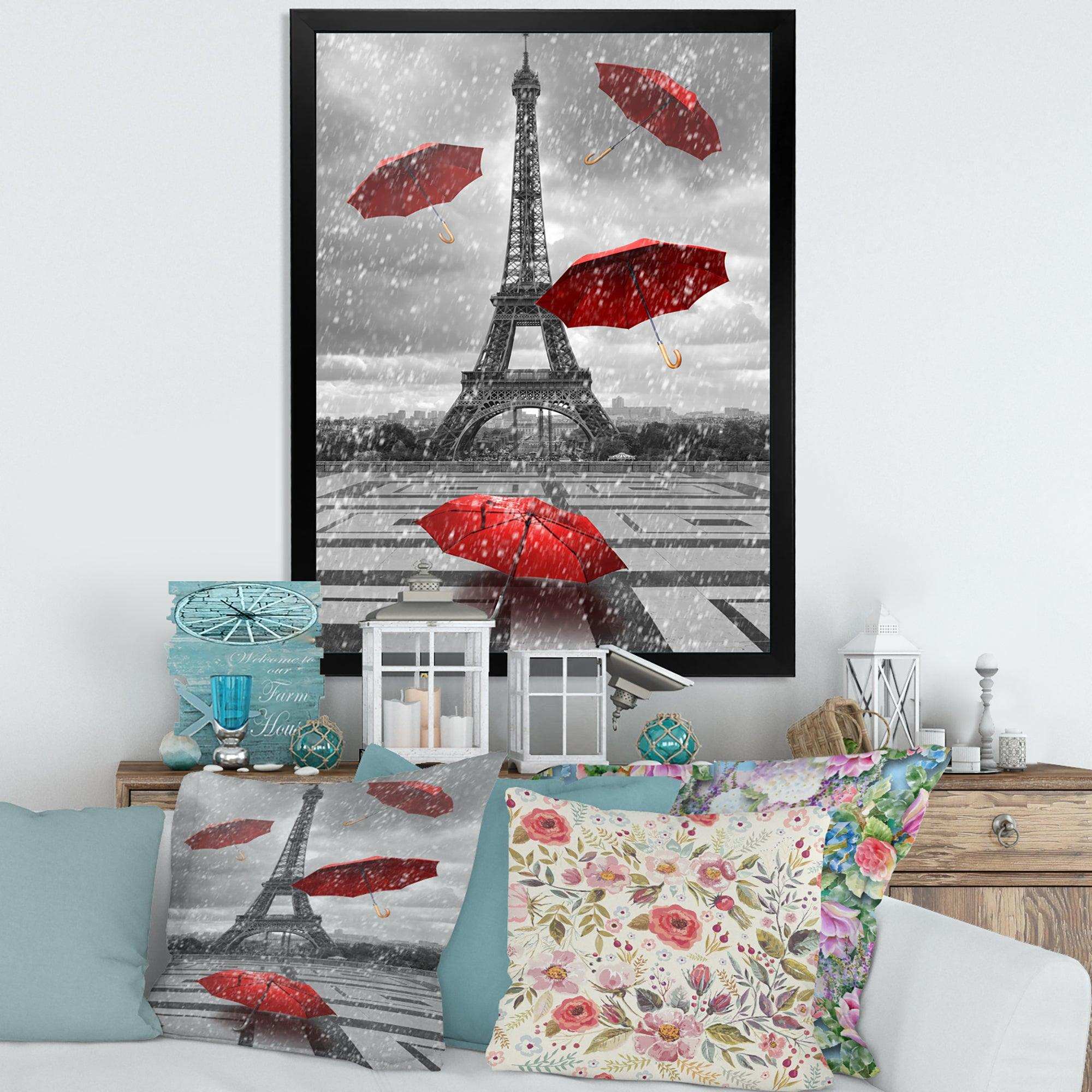 Flying Umbrella with Eiffel Tower
