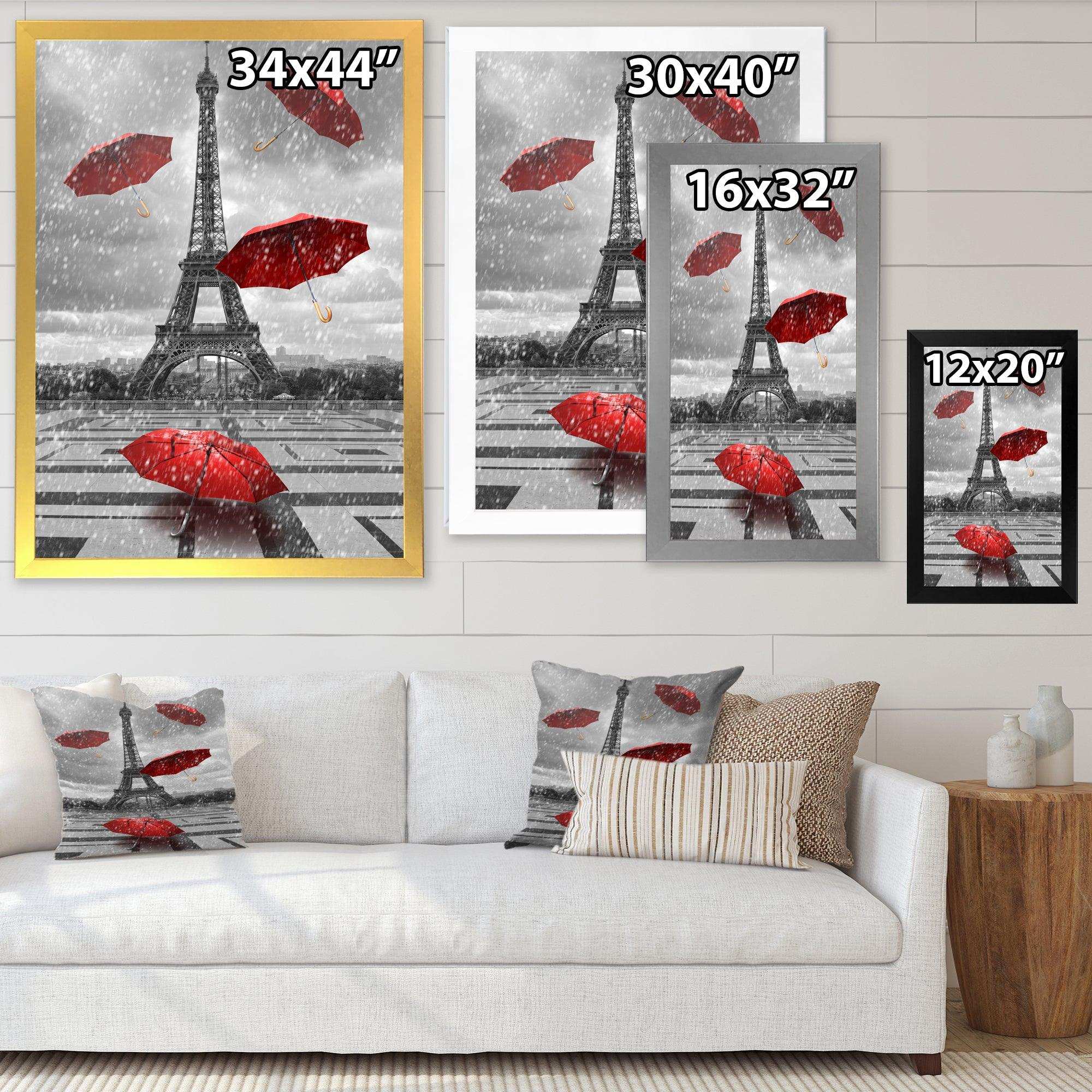 Flying Umbrella with Eiffel Tower