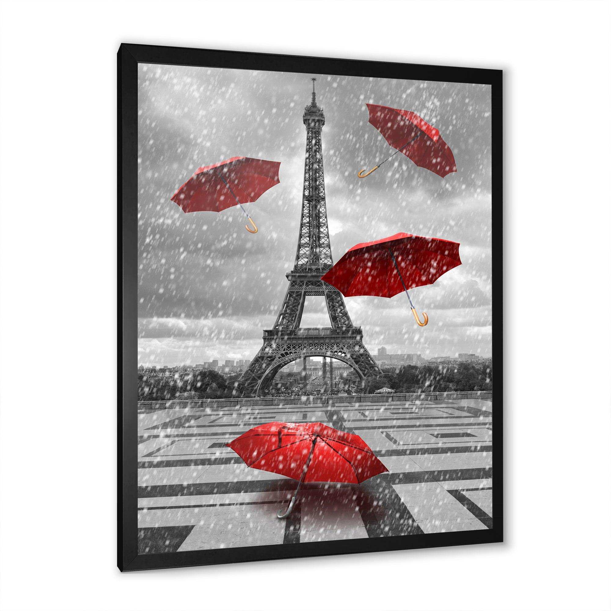 Flying Umbrella with Eiffel Tower
