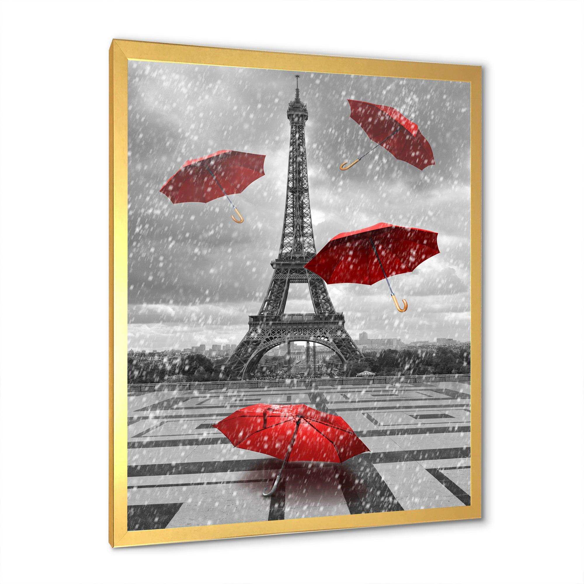 Flying Umbrella with Eiffel Tower