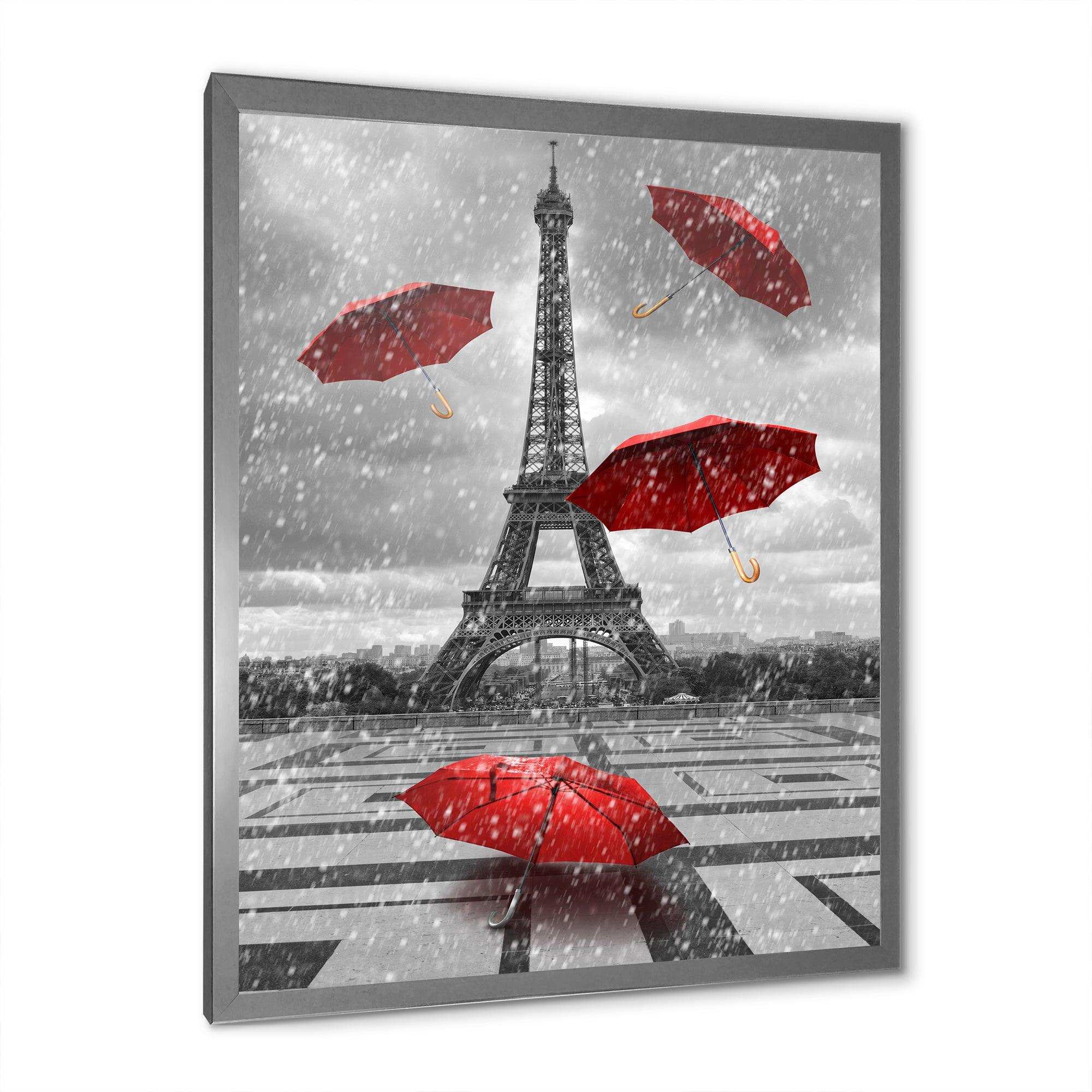 Flying Umbrella with Eiffel Tower