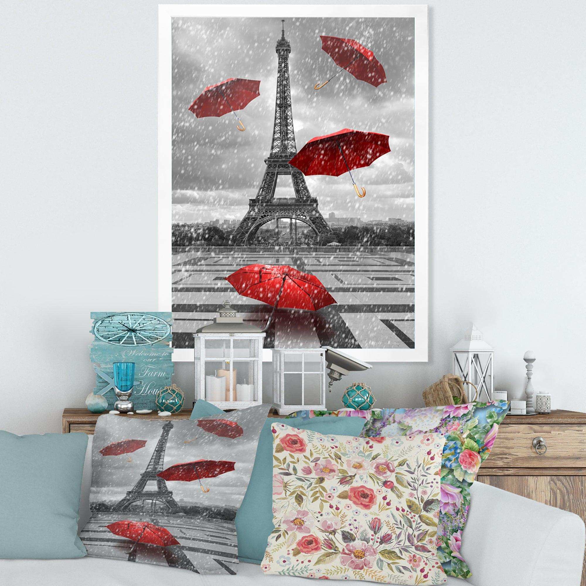 Flying Umbrella with Eiffel Tower