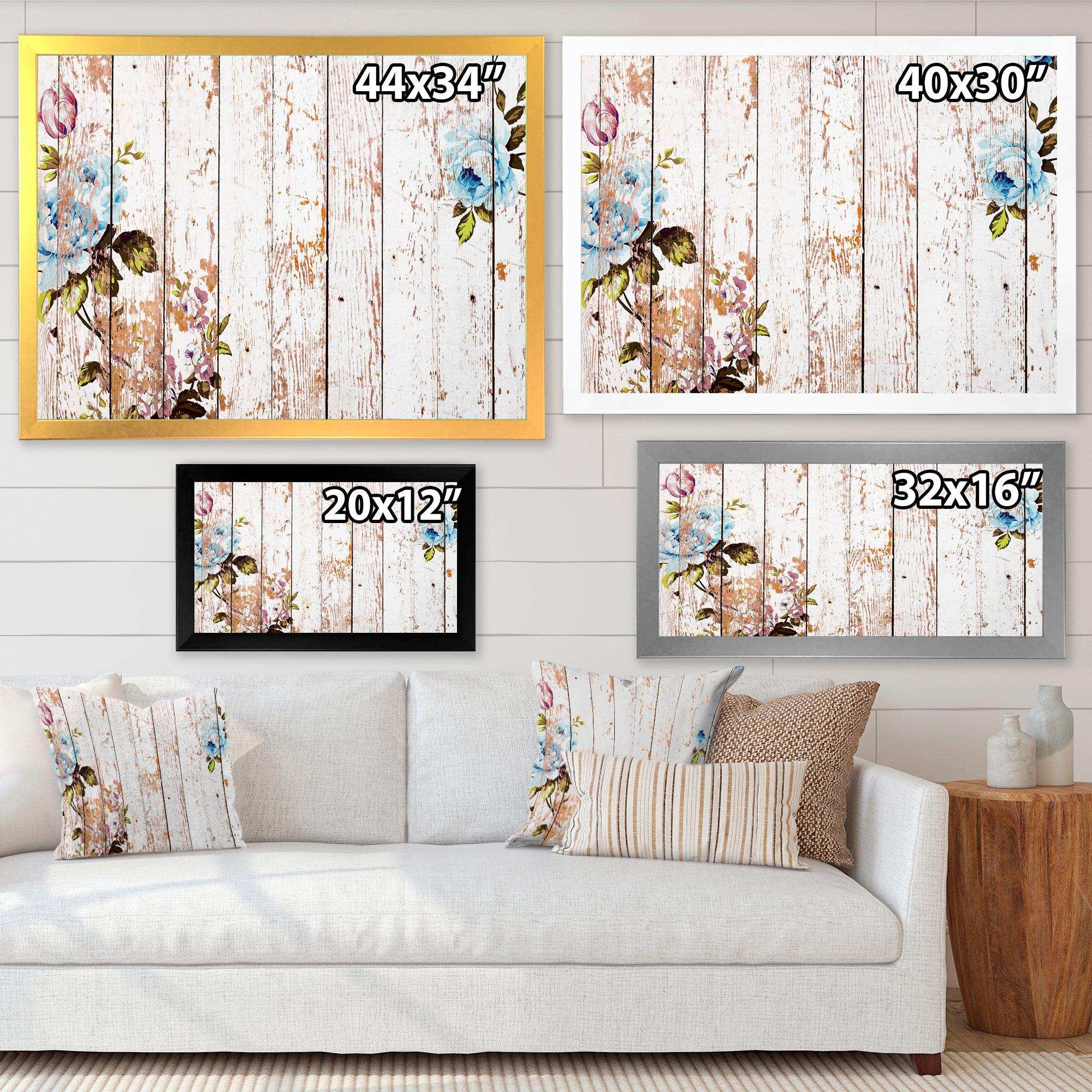 Shabby chic roses on wooden texture