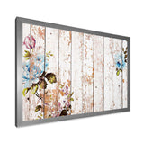 Shabby chic roses on wooden texture