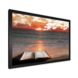 Open Bible in Cloudy Sunset