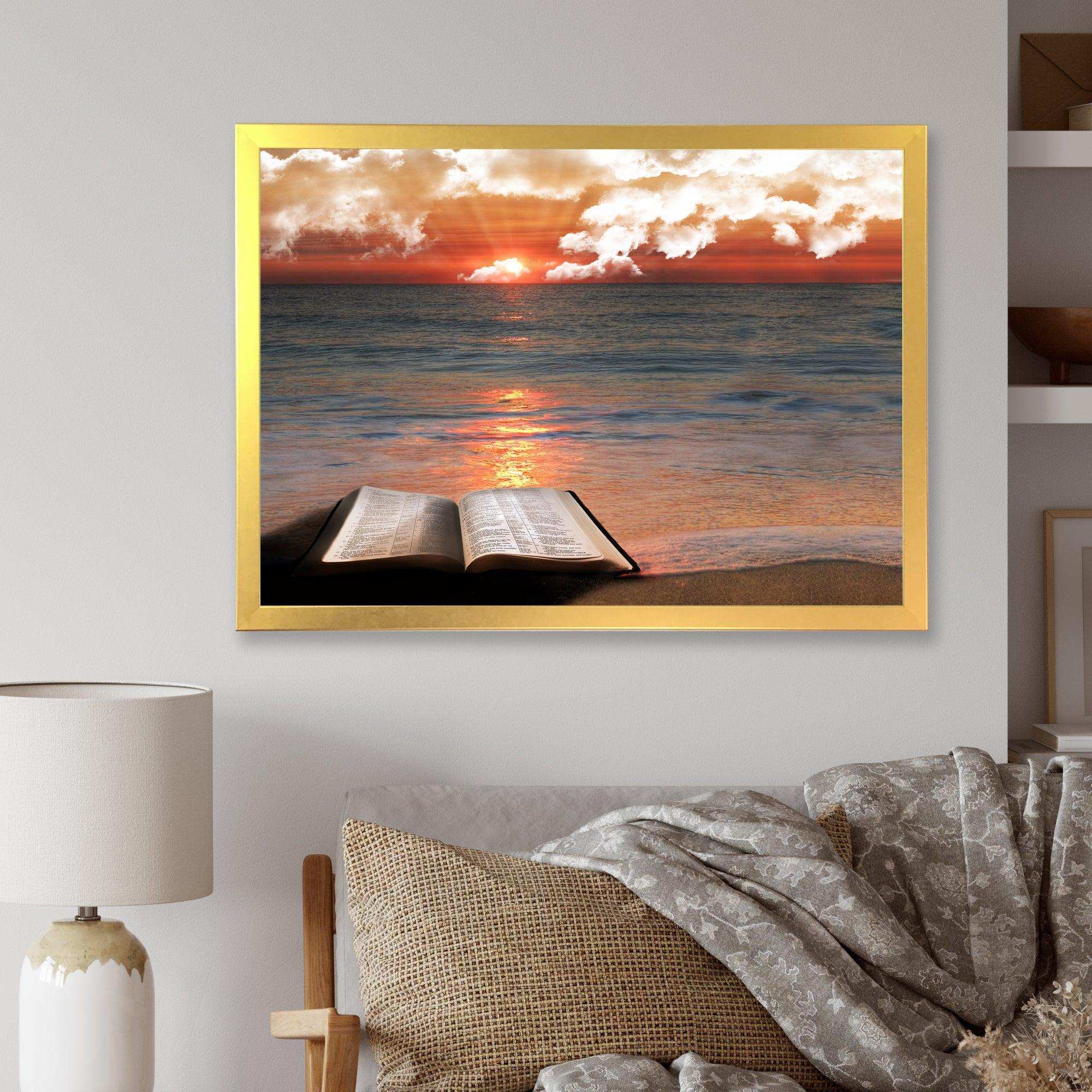 Open Bible in Cloudy Sunset