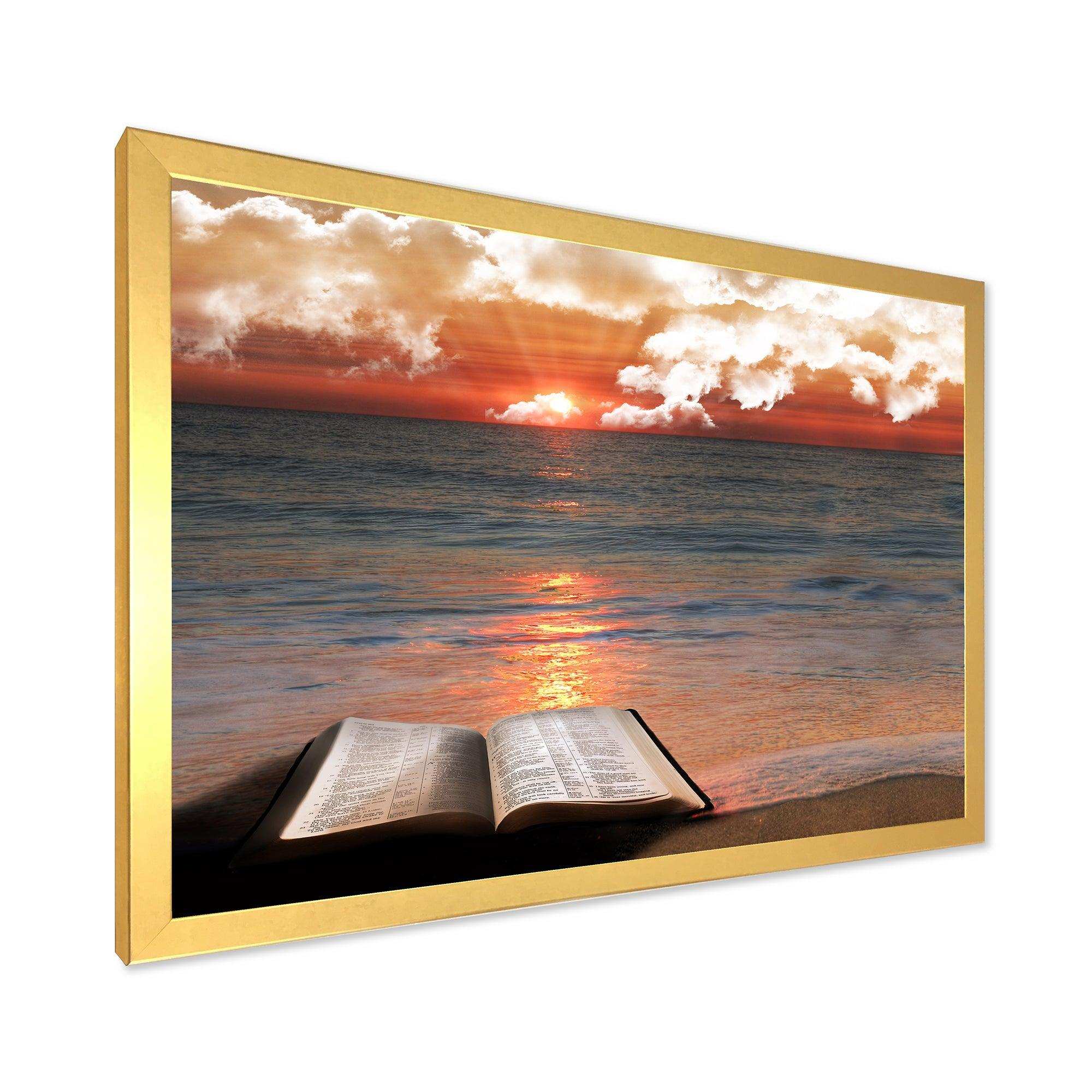 Open Bible in Cloudy Sunset