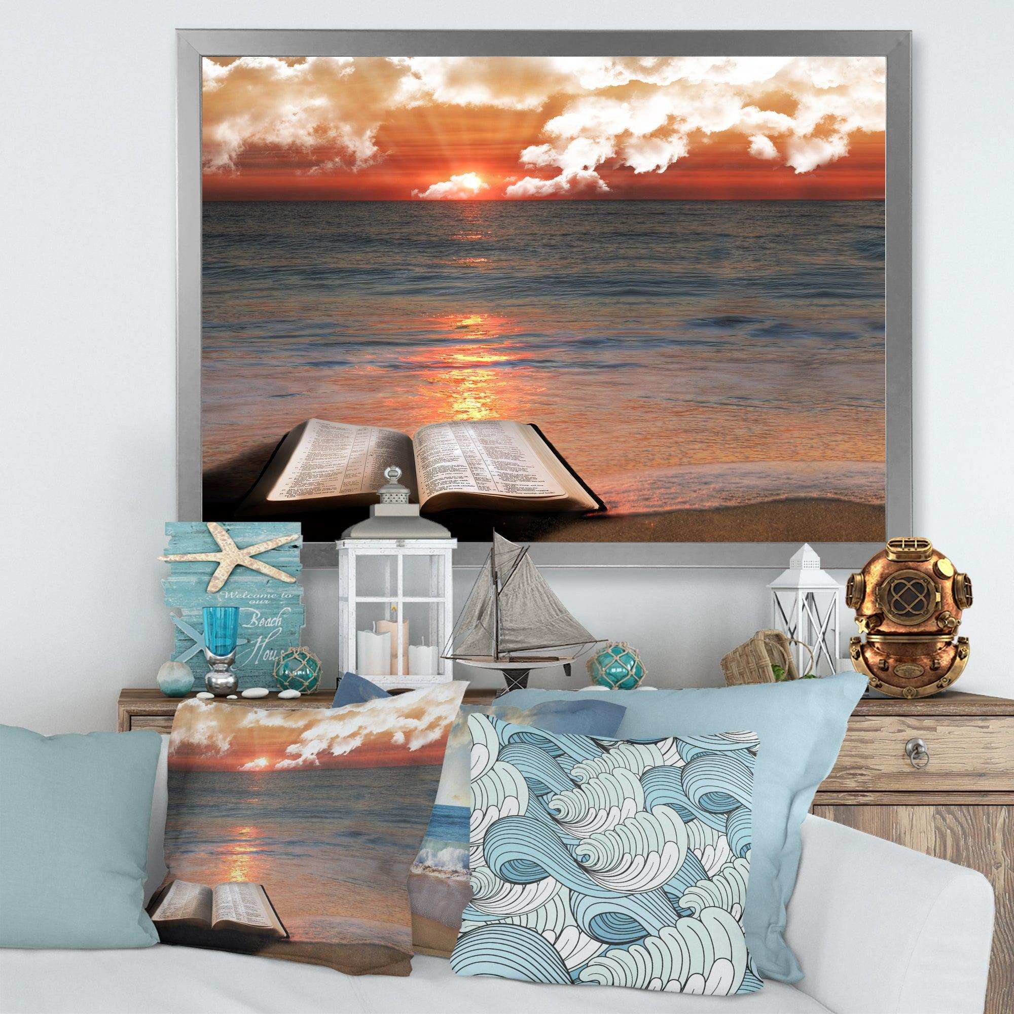 Open Bible in Cloudy Sunset