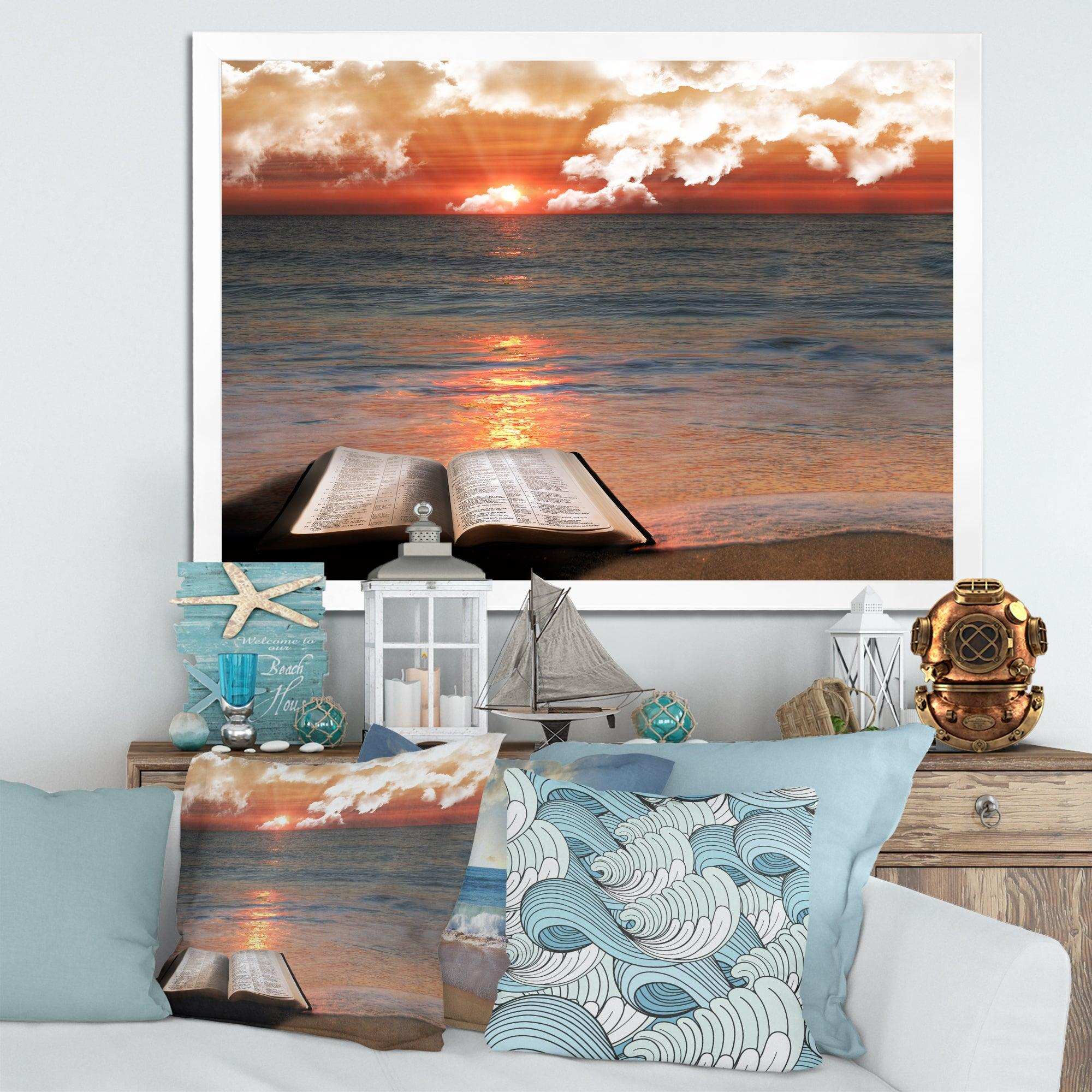 Open Bible in Cloudy Sunset