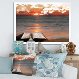 Open Bible in Cloudy Sunset