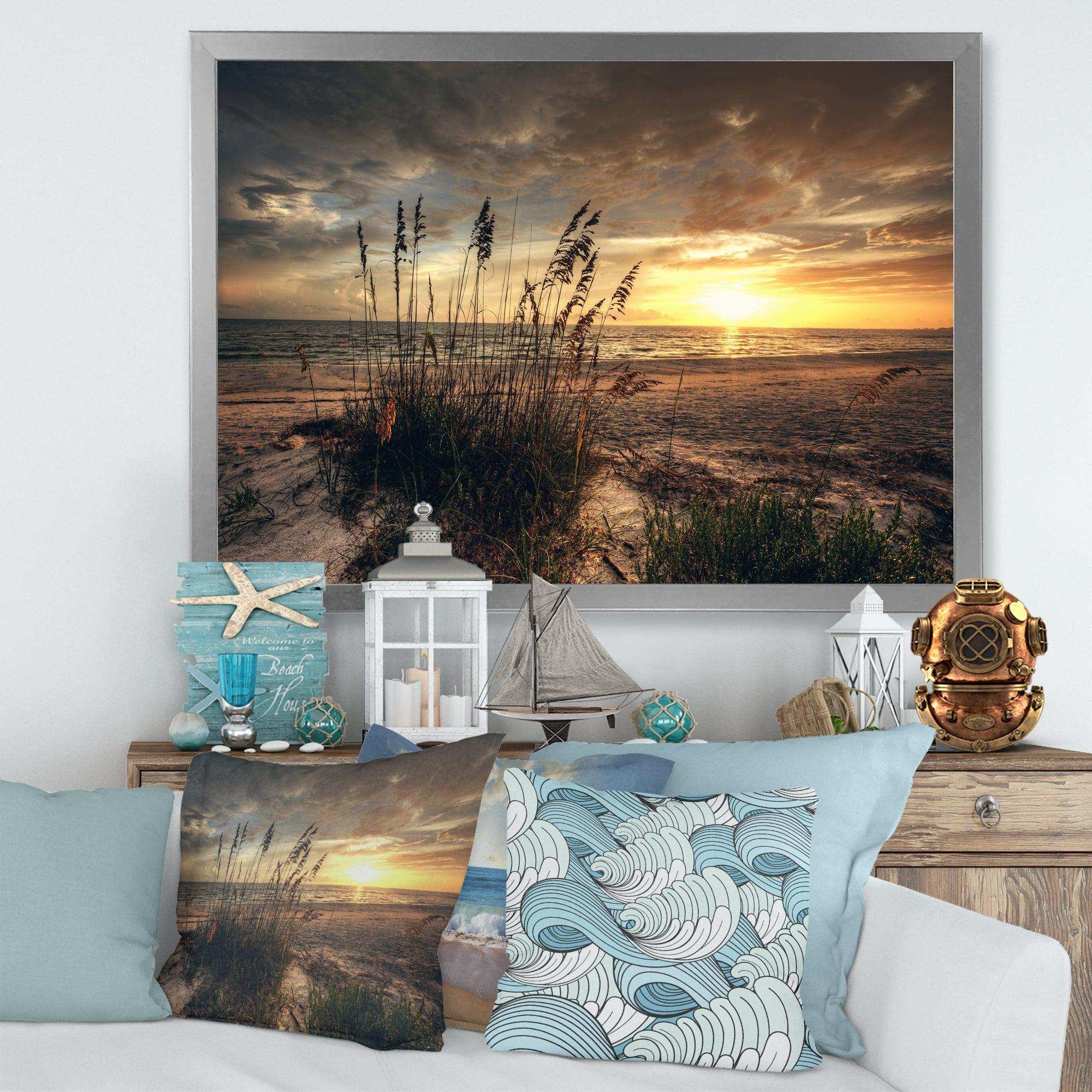 Grassy and beach sunset