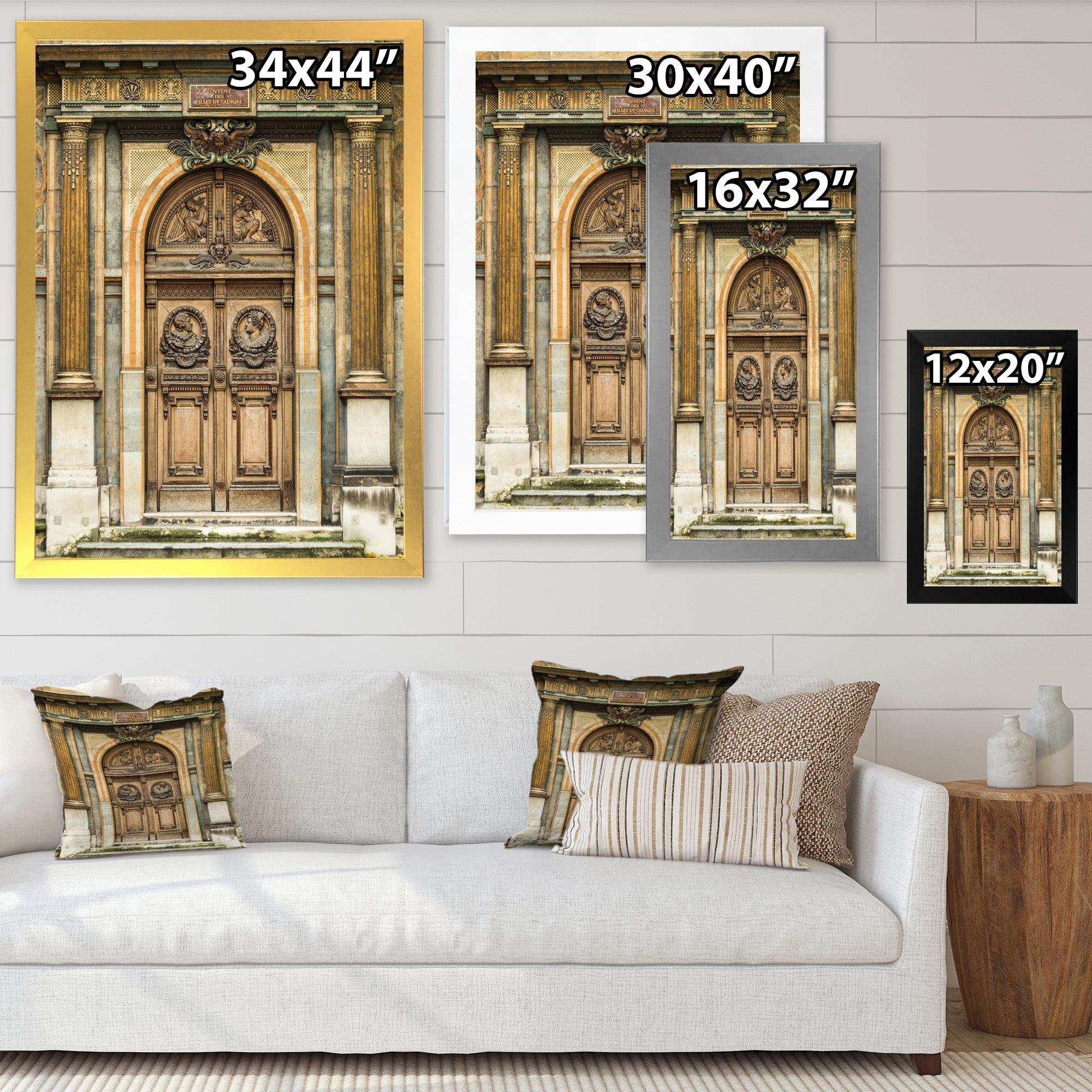 Old Wooden Door With Carvings in Paris, France