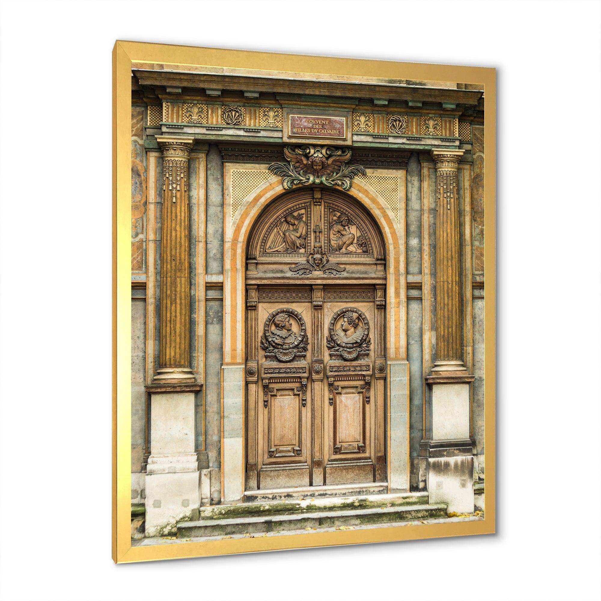 Old Wooden Door With Carvings in Paris, France