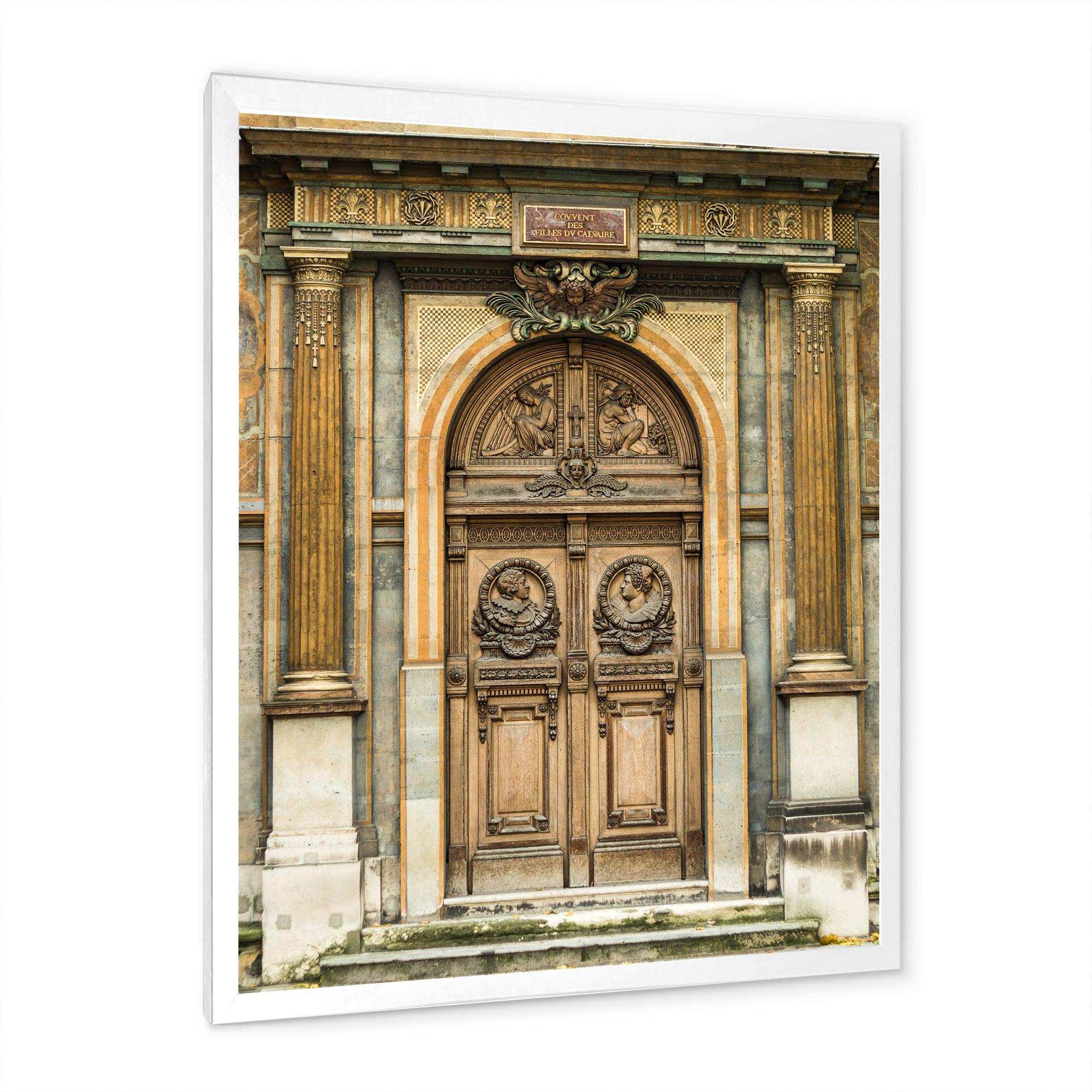 Old Wooden Door With Carvings in Paris, France