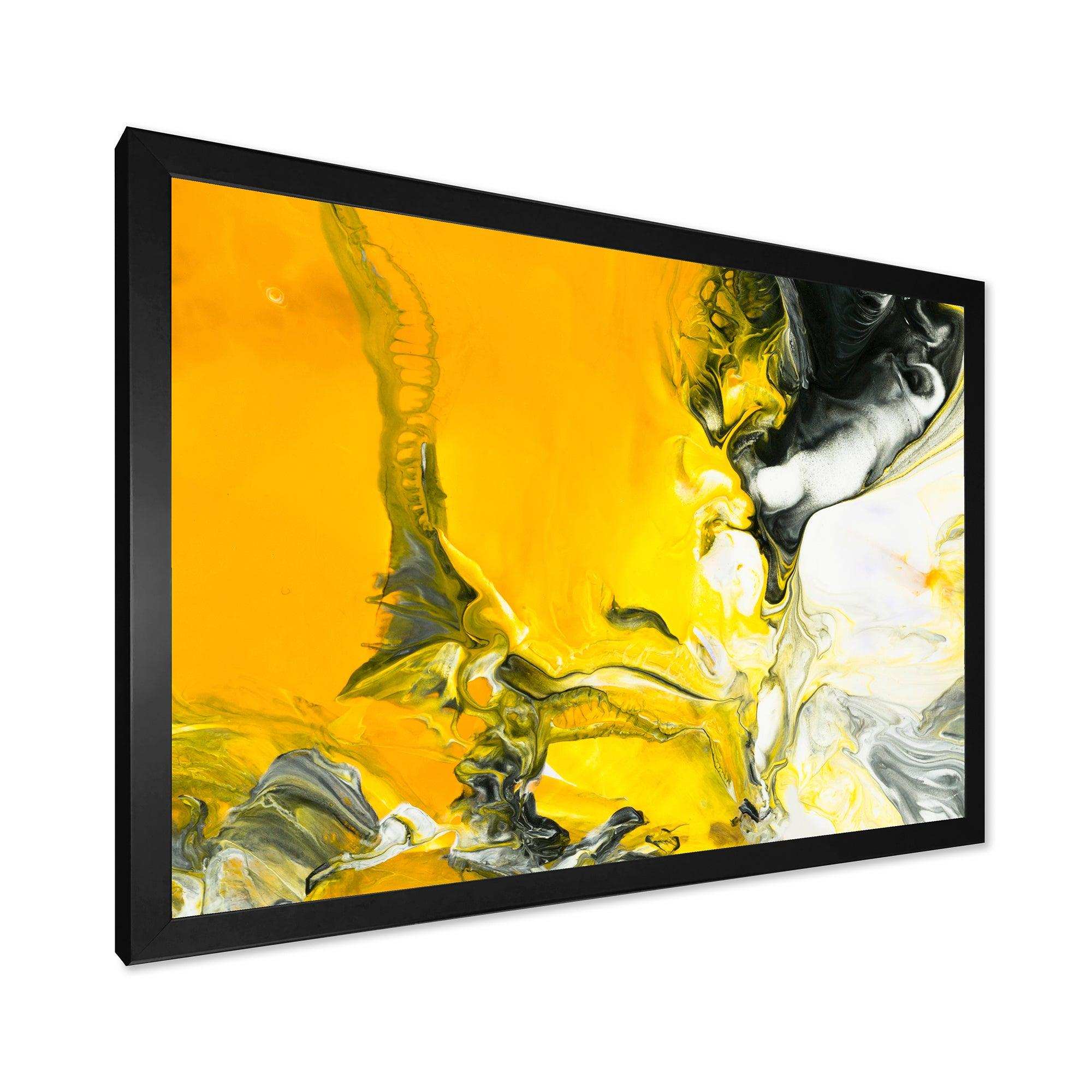 White and Yellow Marbled Acrylic with a cloud of Black