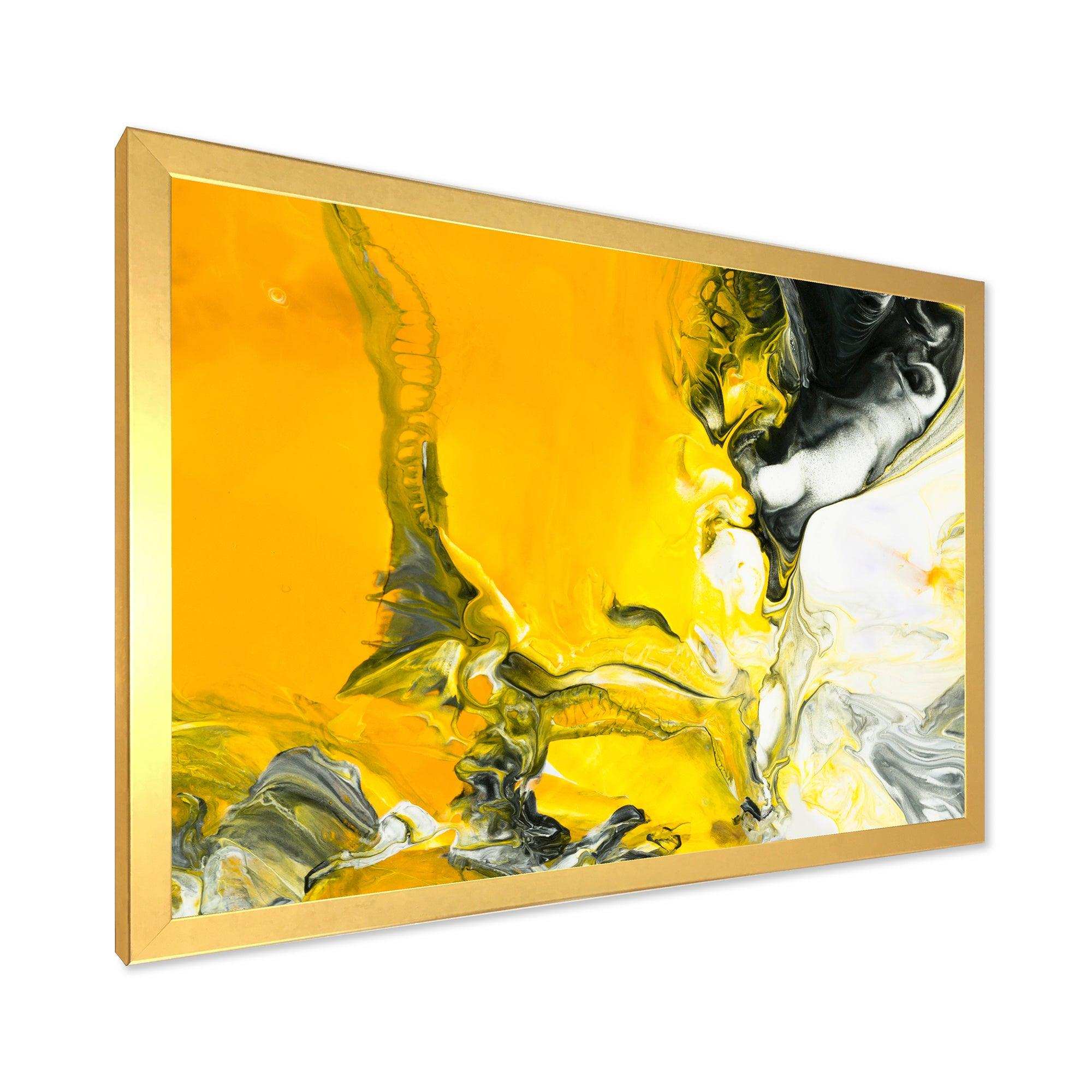 White and Yellow Marbled Acrylic with a cloud of Black