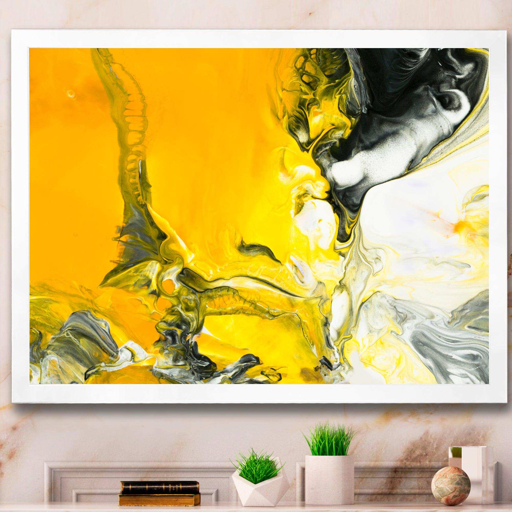White and Yellow Marbled Acrylic with a cloud of Black