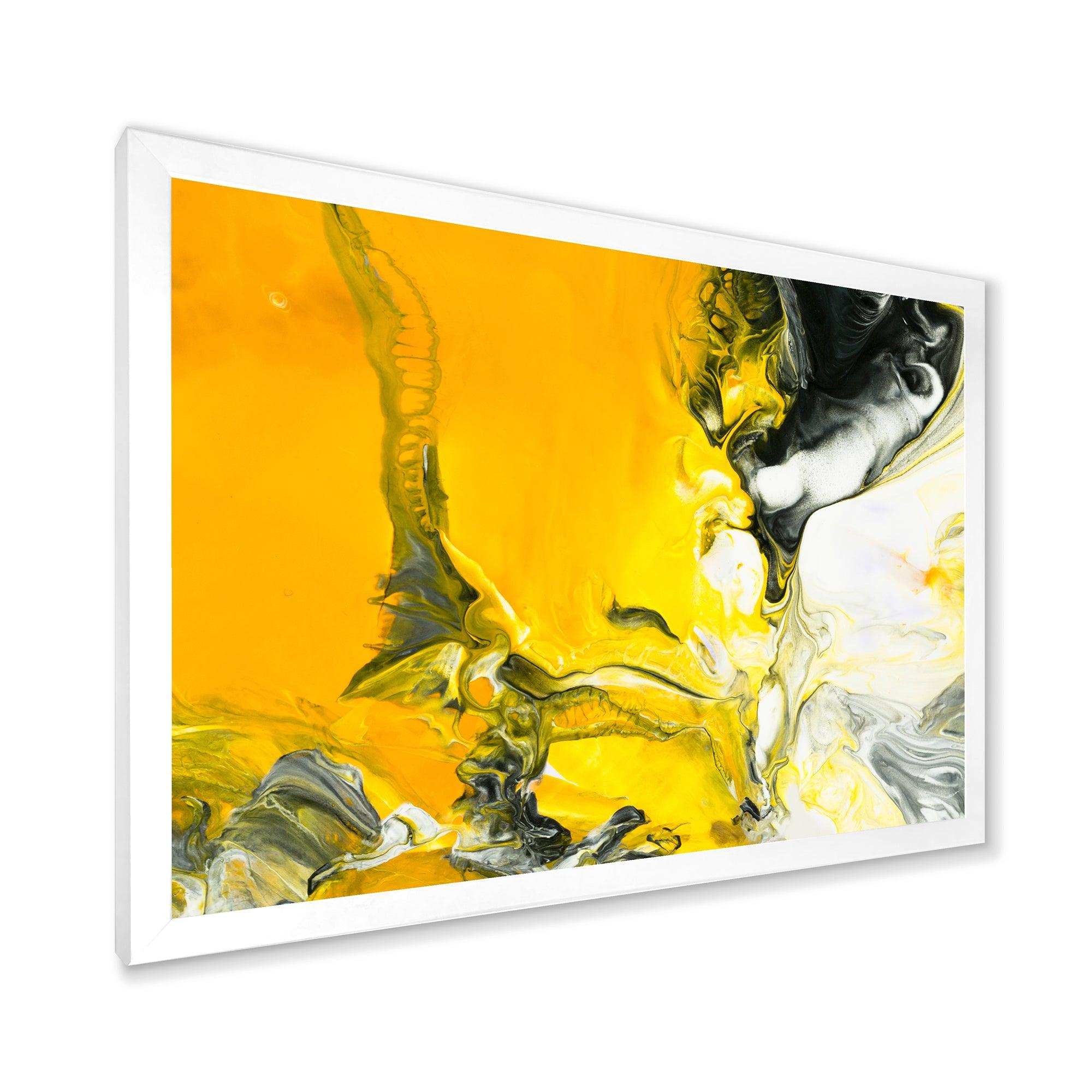 White and Yellow Marbled Acrylic with a cloud of Black