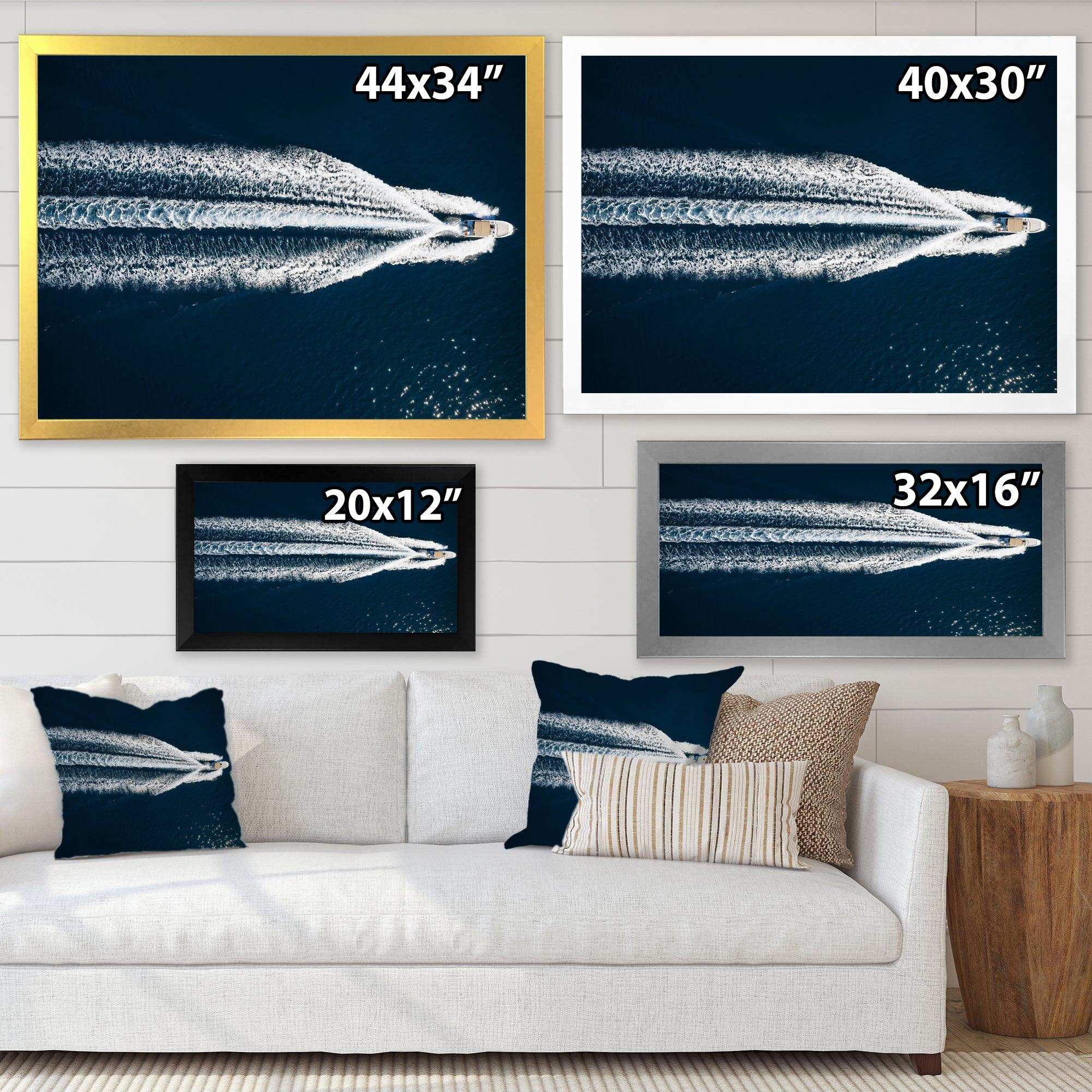 Aerial View Of Speed Boat In Mediterranean Sea