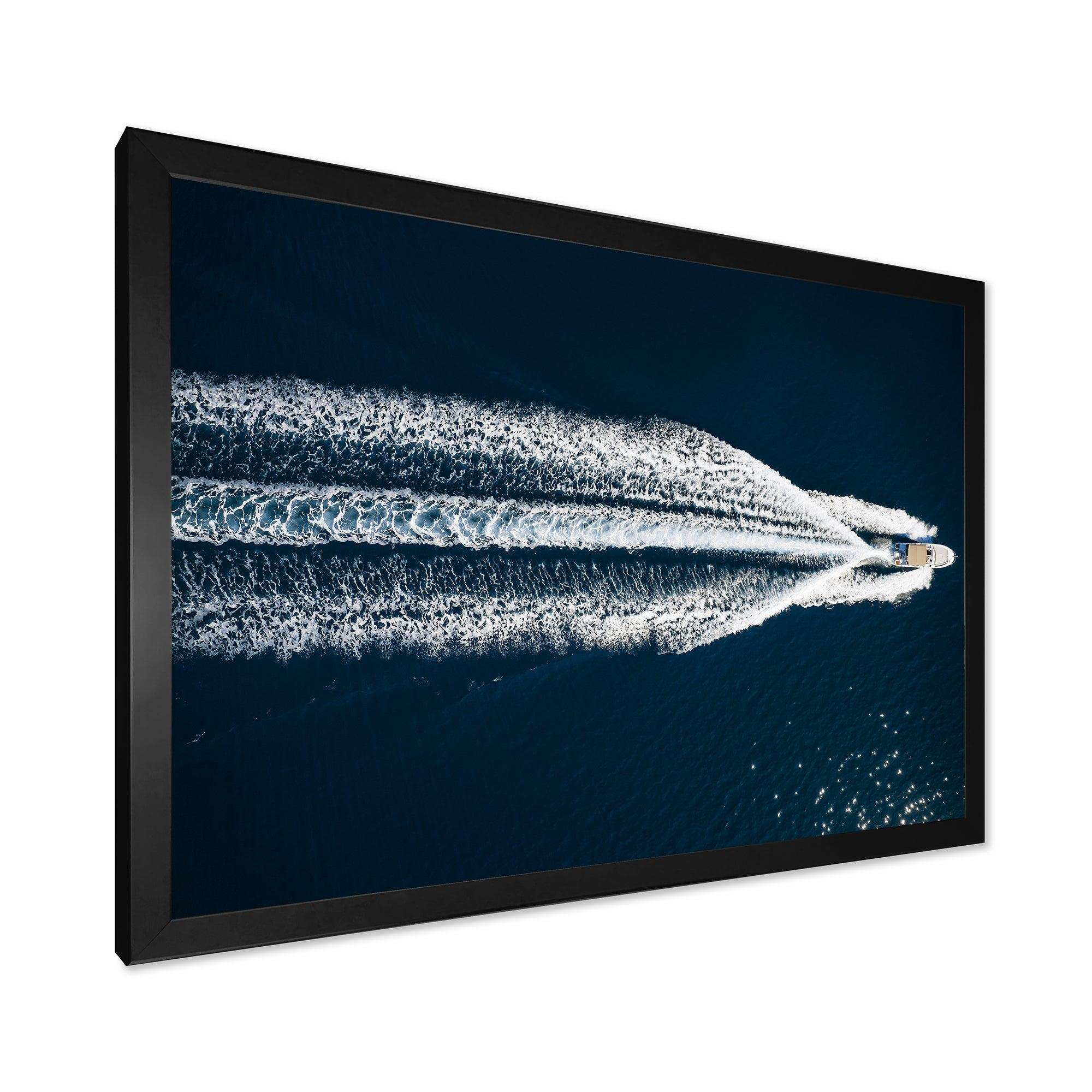 Aerial View Of Speed Boat In Mediterranean Sea