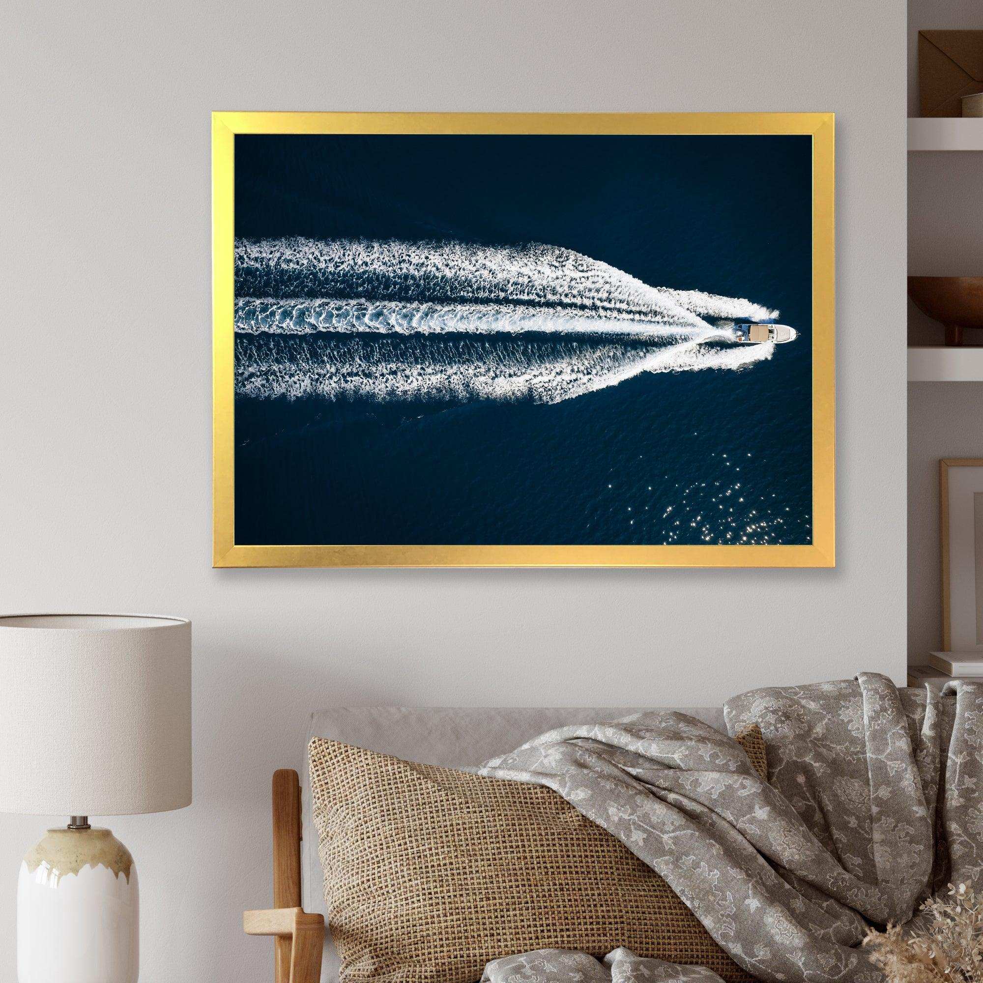 Aerial View Of Speed Boat In Mediterranean Sea