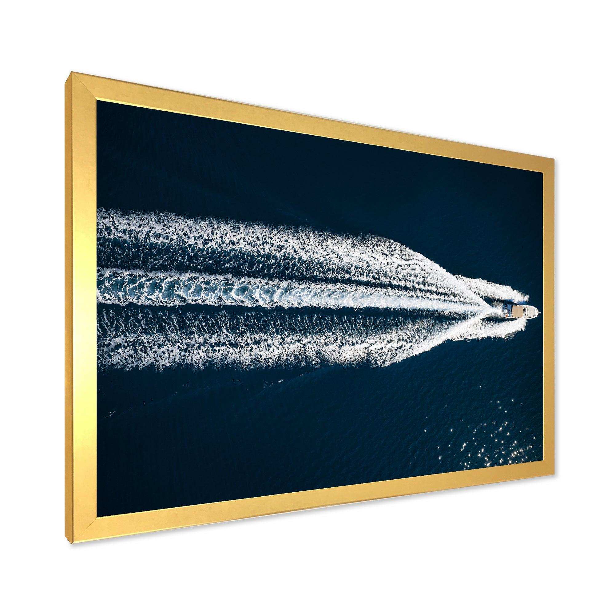 Aerial View Of Speed Boat In Mediterranean Sea