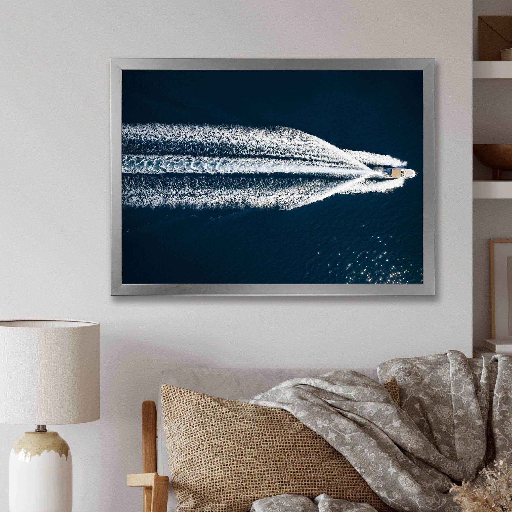 Aerial View Of Speed Boat In Mediterranean Sea