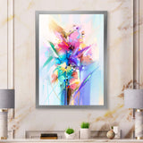 Abstract Colorful Spring Flowers Framed Print Matte White - 1.5 Width