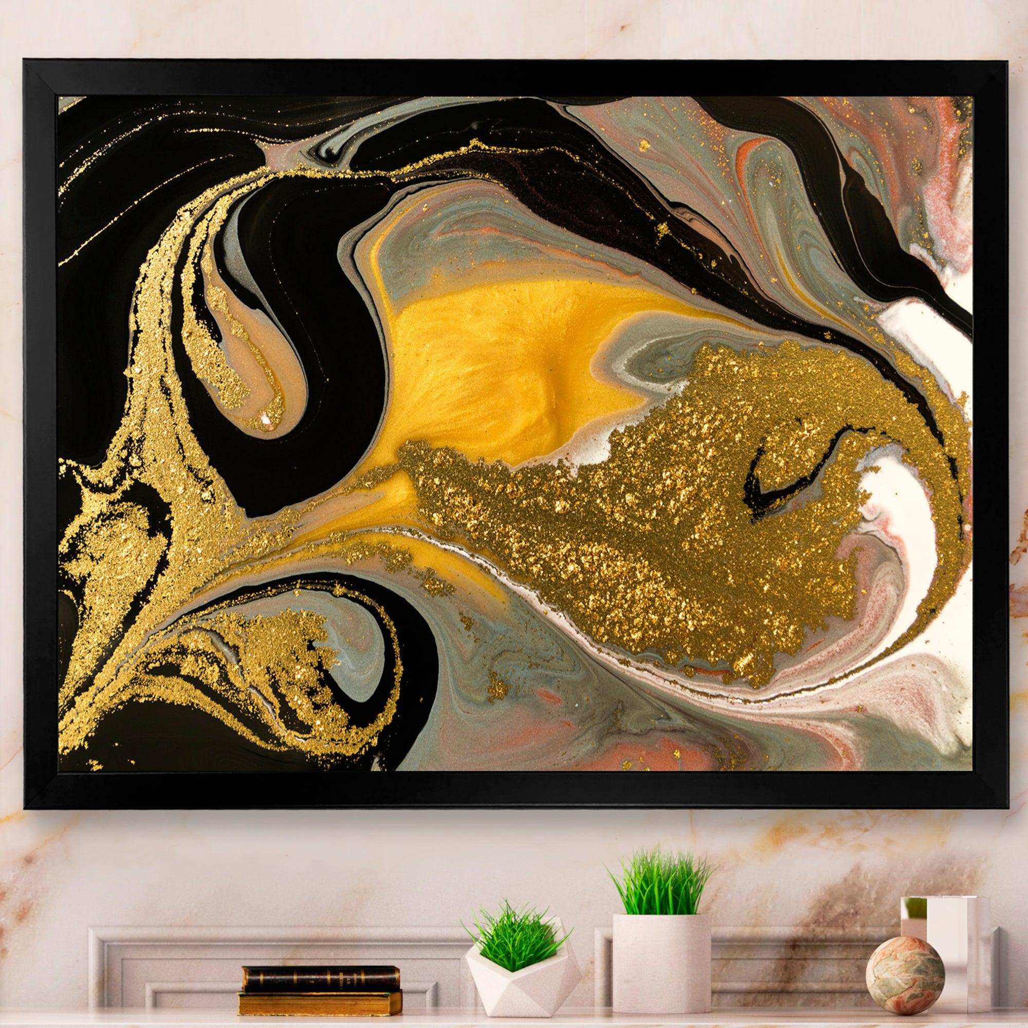 Gold And Black Marbled Rippled Texture I
