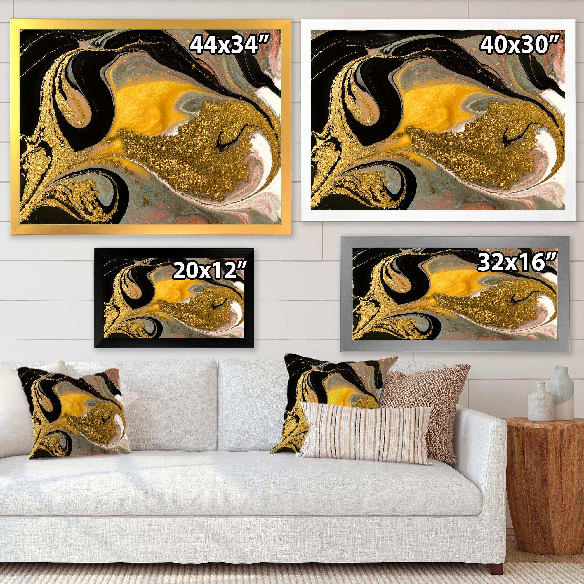 Gold And Black Marbled Rippled Texture I