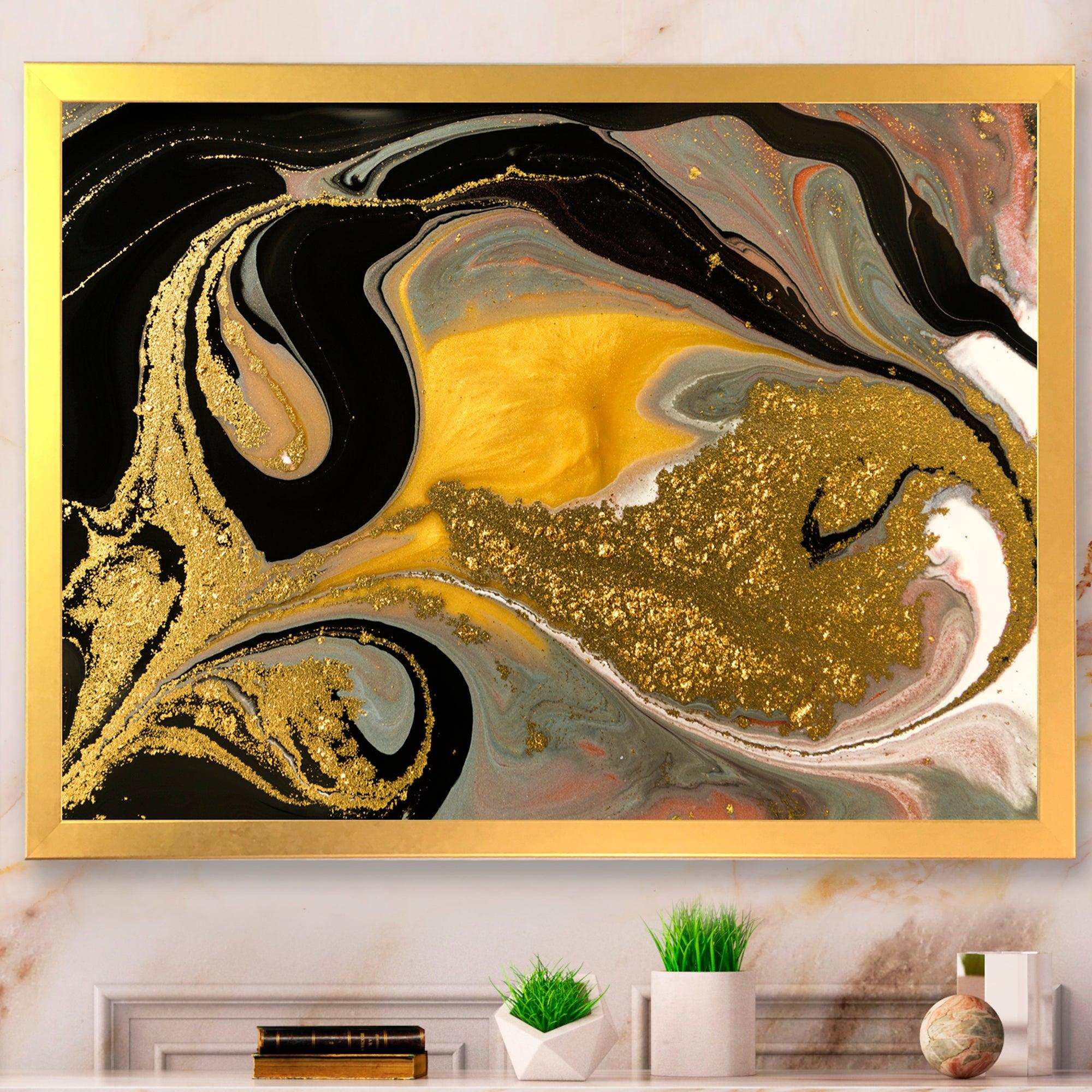Gold And Black Marbled Rippled Texture I