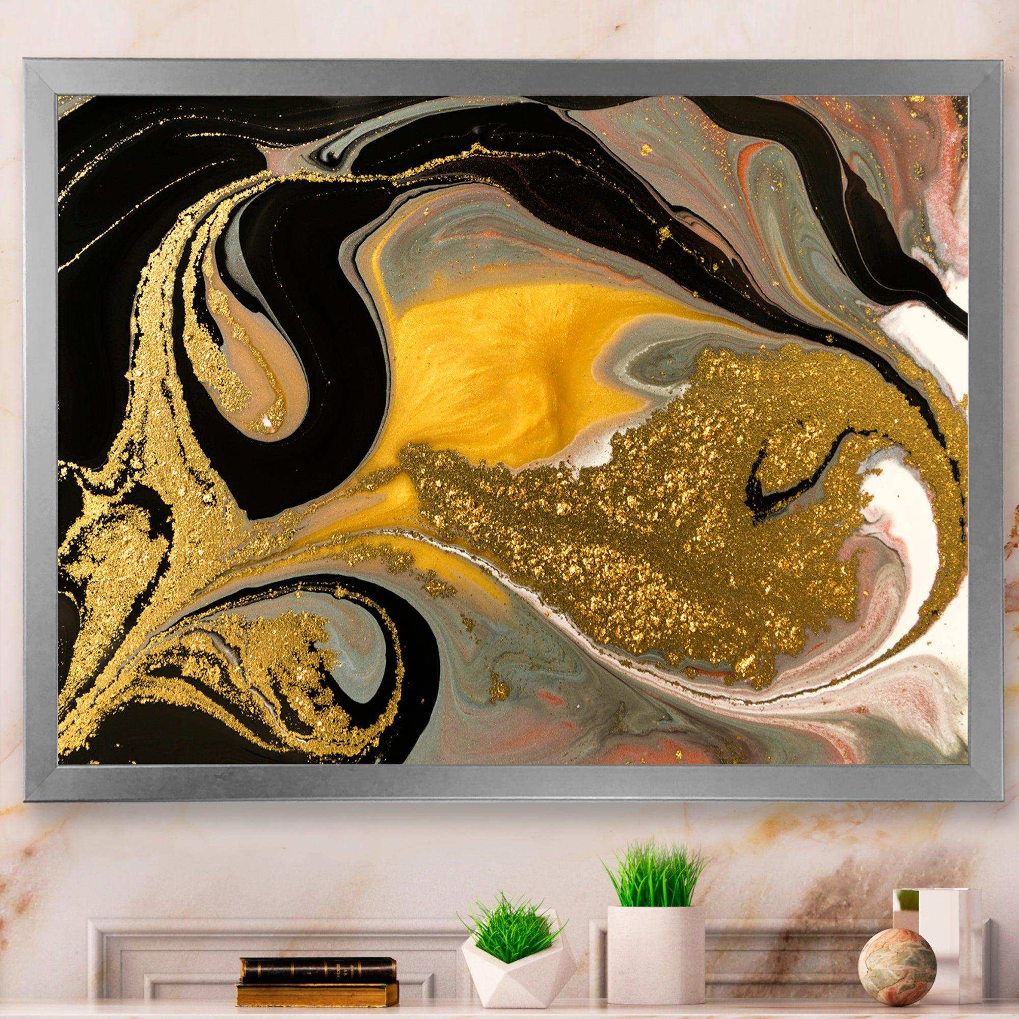 Gold And Black Marbled Rippled Texture I
