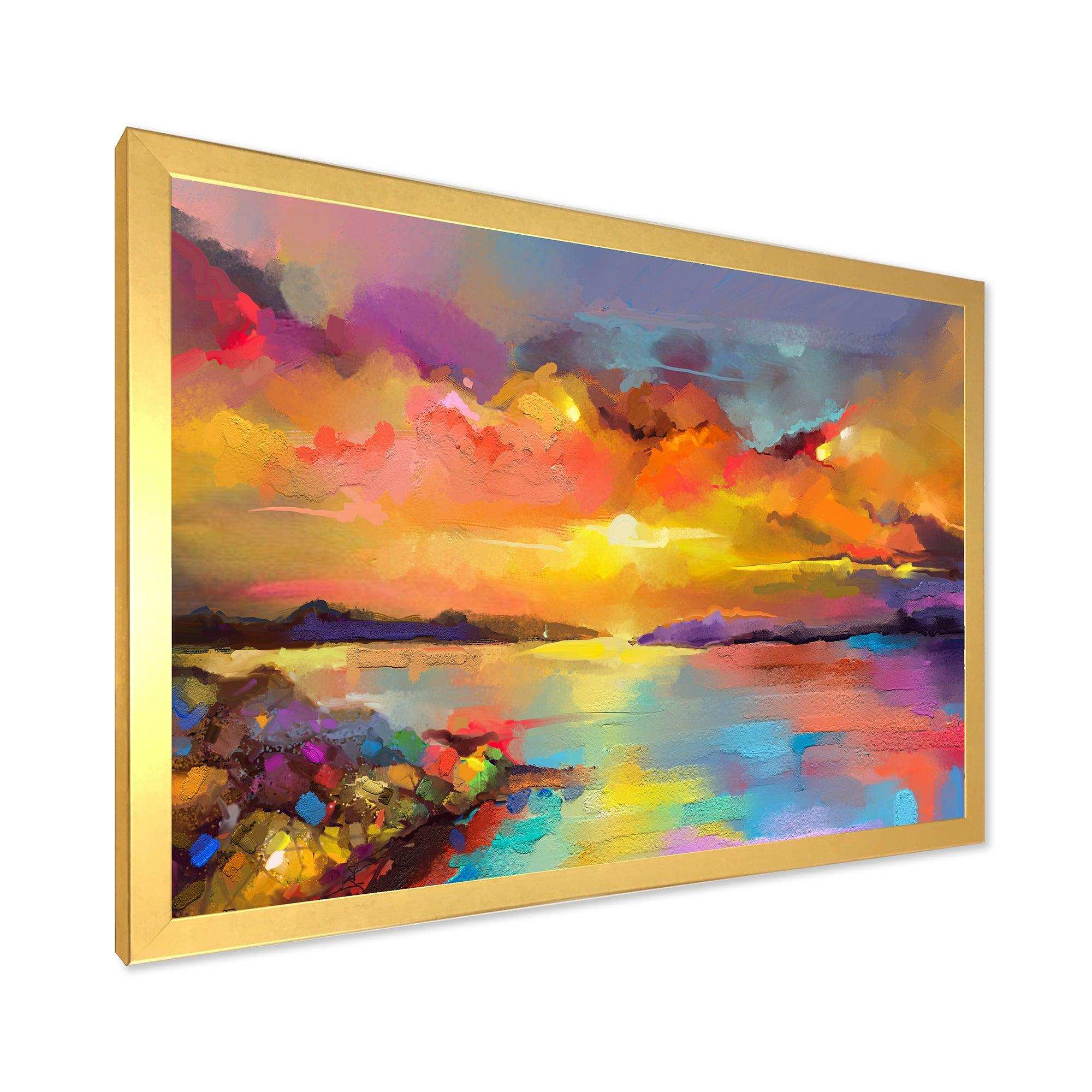 Sunset Painting With Colorful Reflections I