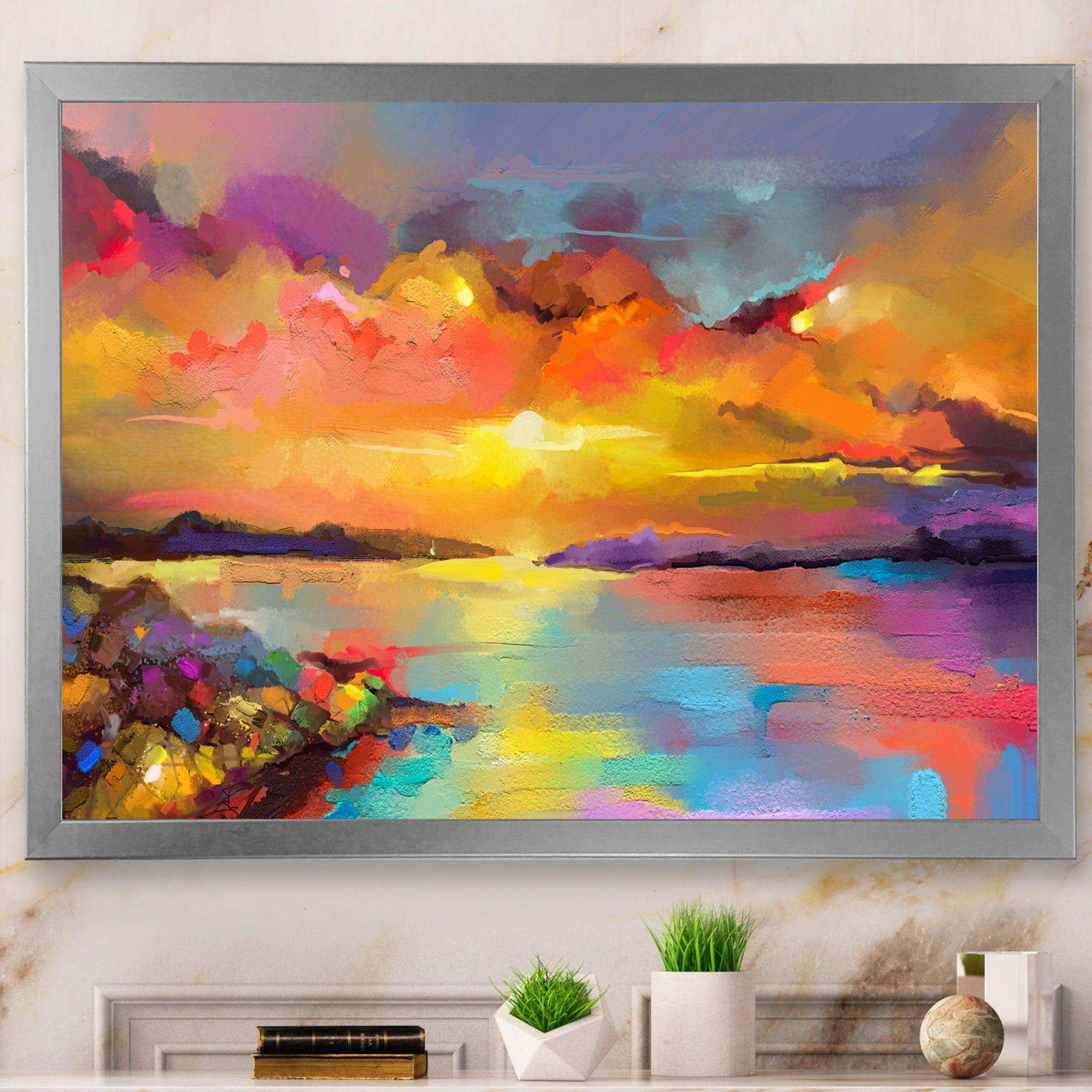 Sunset Painting With Colorful Reflections I