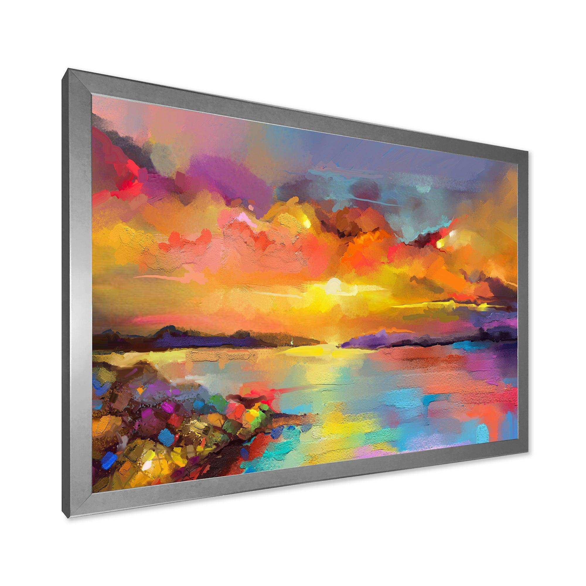 Sunset Painting With Colorful Reflections I