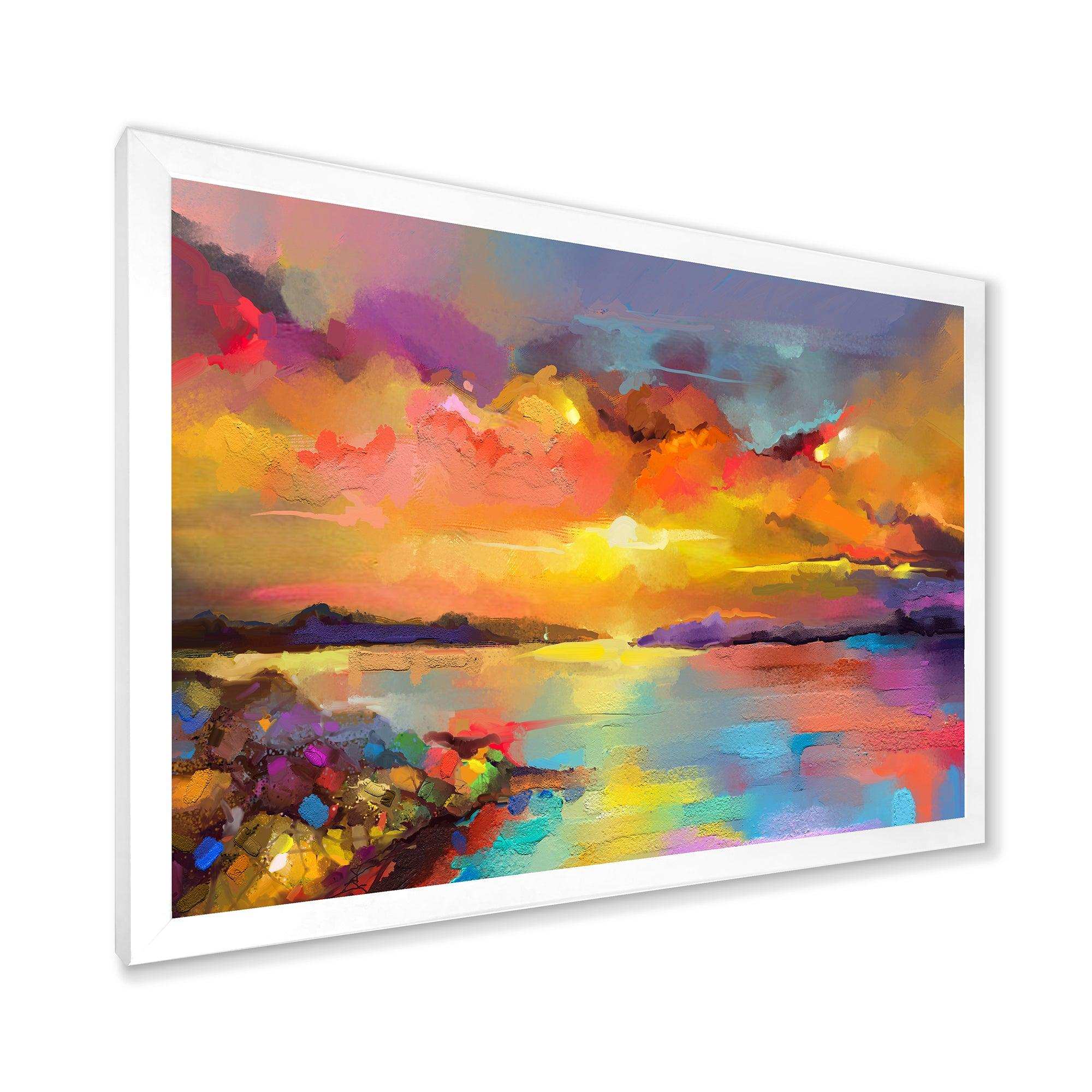 Sunset Painting With Colorful Reflections I