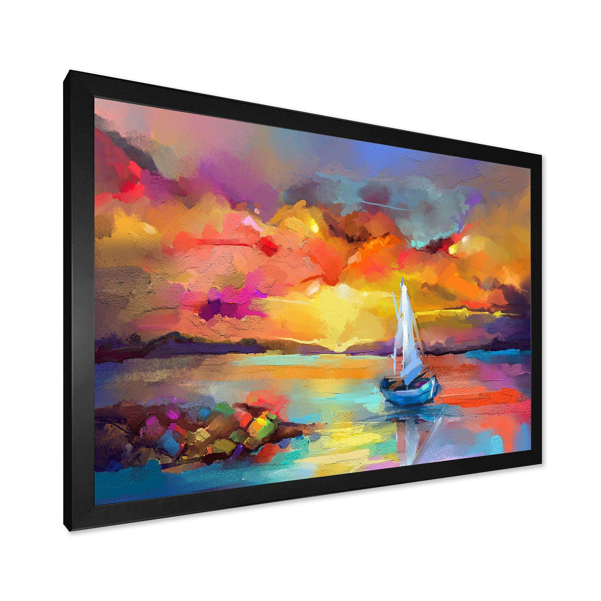 Sunset Painting With Colorful Reflections II