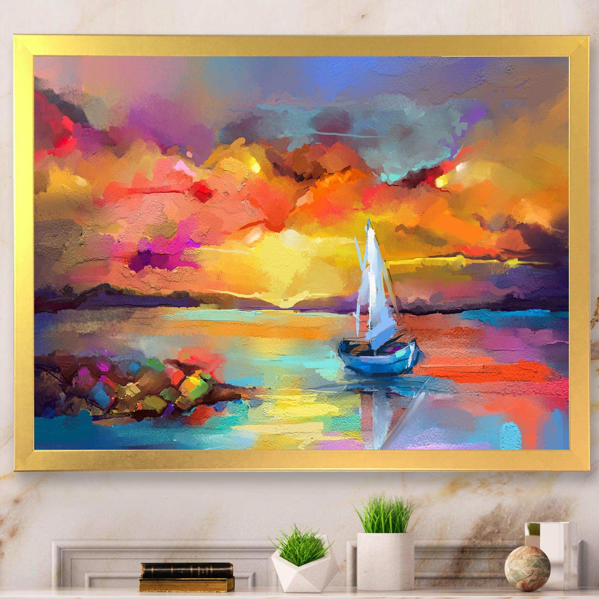 Sunset Painting With Colorful Reflections II