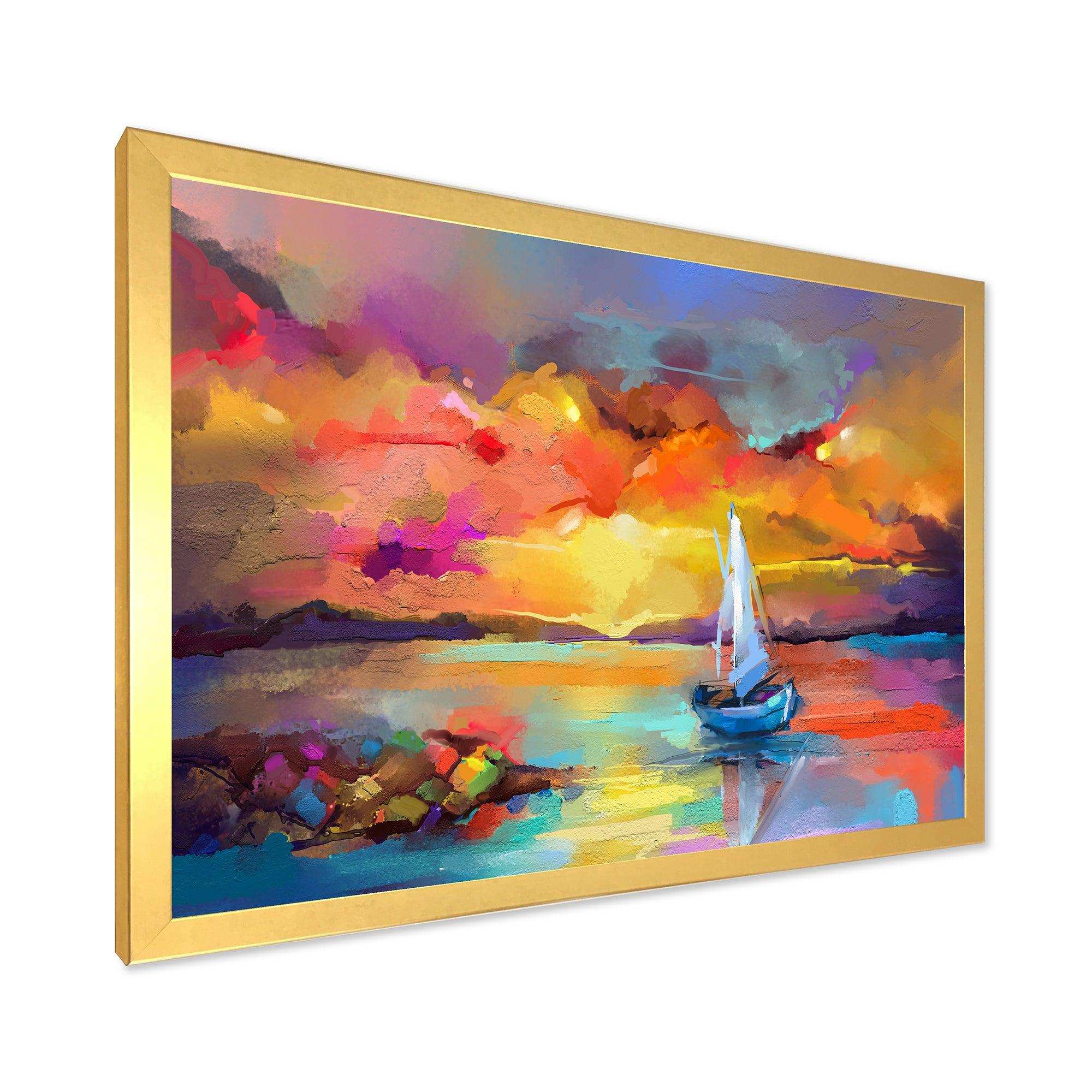 Sunset Painting With Colorful Reflections II