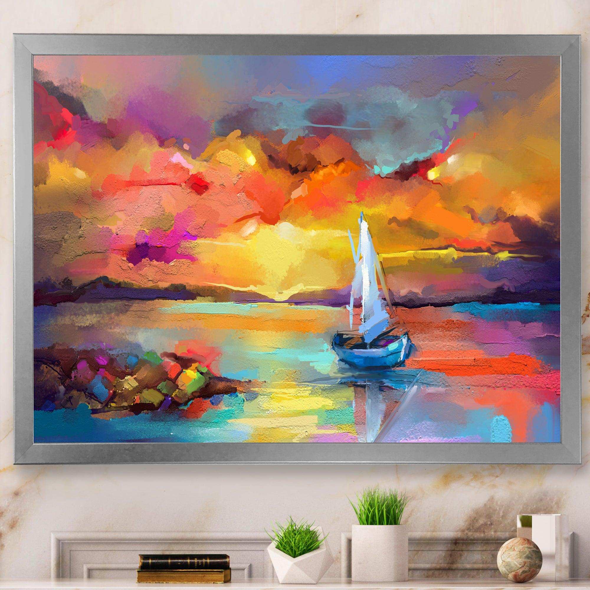 Sunset Painting With Colorful Reflections II