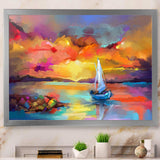 Sunset Painting With Colorful Reflections II