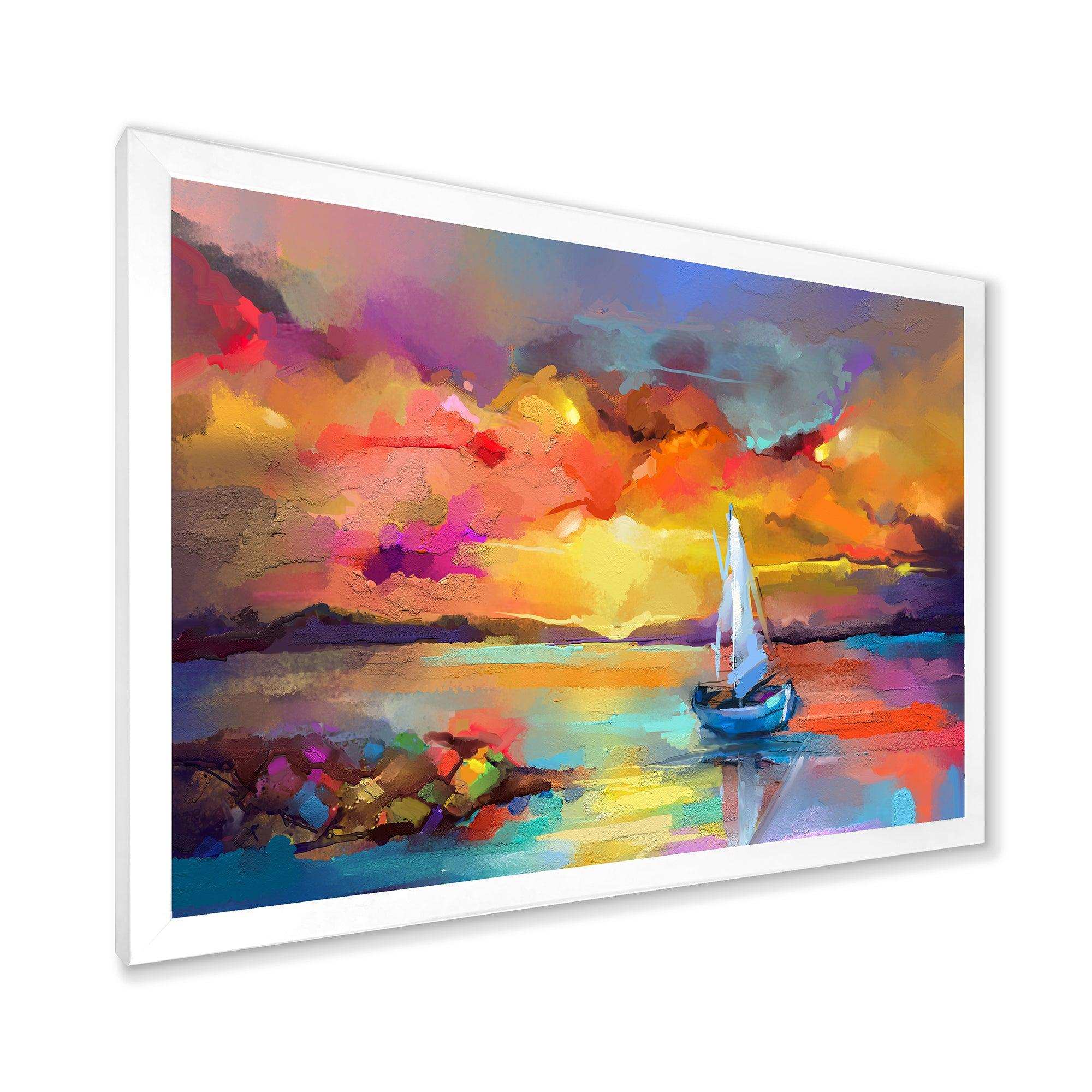 Sunset Painting With Colorful Reflections II