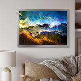 Mountainscape With Dark Blue Dark