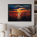 Romantic Sunset By Lakeside