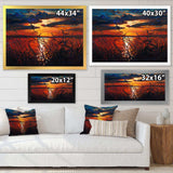 Romantic Sunset By Lakeside